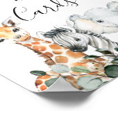 Poster Bébé vert Safari Animaux avec Baby shower Lion (Coin)