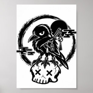 Poster Bébé Yatagarasu (Corbeau à trois pattes) Sur Crâne