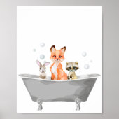 Poster Bébés Animaux Mignons Dans un Bain de Baignoire (Devant)