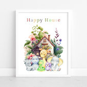 Poster Bébés Animaux Mignons Et Maison Heureuse | Texte C