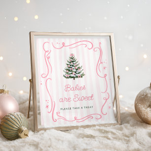 Poster Bébés au Sapin de Noël sont Mignons Prenez une Fri