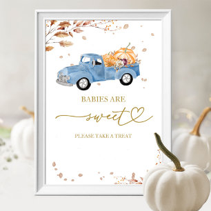 Poster Bébés d'automne à la citrouille, doux présage