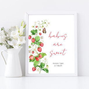 Poster Bébés de Baby Shower aux fraises sont doux