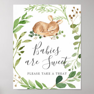 Poster Bébés de Baby Shower Cerf Sont Douce Panneau