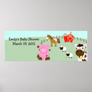 Poster Bébés de ferme Barnyard Barn Yard Bannière d'anniv