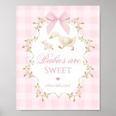 Poster Bébés de l'oie idiote sont doux Gingham rose (Devant)