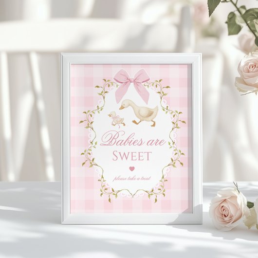 Poster Bébés de l'oie idiote sont doux Gingham rose