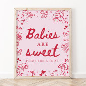 Poster Bébés dessinés à la main rose mignon sont doux Pre