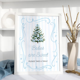 Poster Bébés d'hiver bleus sont doux Prenez une friandise