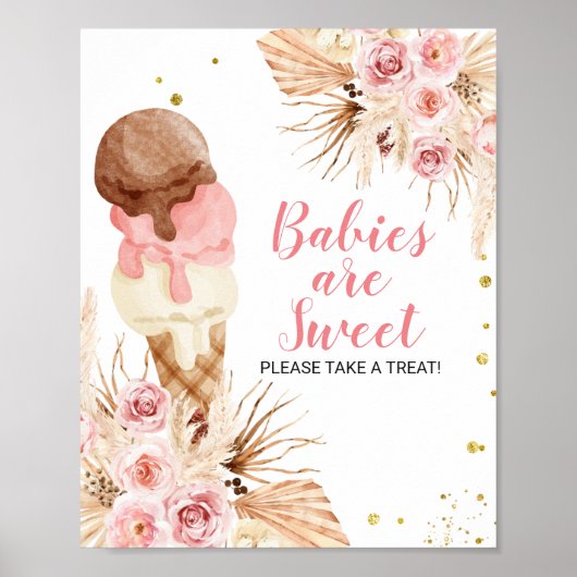 Poster Bébés Glaces Sont Mignons Prenez Une Friandise (Devant)