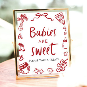 Poster Bébés Italiens Dessinés à la Main Sont Mignons Pre
