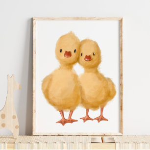 Poster Bébés jaunes Imprimer   Aquarelle pour bébés