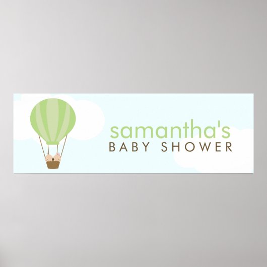 Poster Bébés jumeaux dans une Baby Shower Montgolfière (Devant)