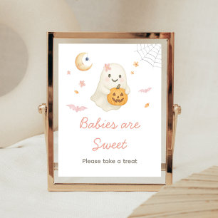 Poster Bébés Little Boo Halloween rose sont un panneau do