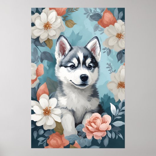 Poster Bébés mignons animaux | Husky Puppy (Devant)