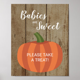 Poster Bébés Rustiques Sont Mignons Baby Shower Citrouill