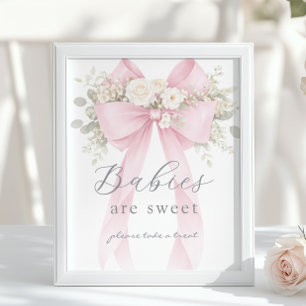 Poster Bébés sont doux Nœud Coquette Rose