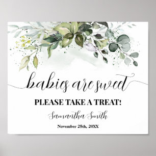 Poster Bébés sont doux Prenez un gâteau vert Douche signe
