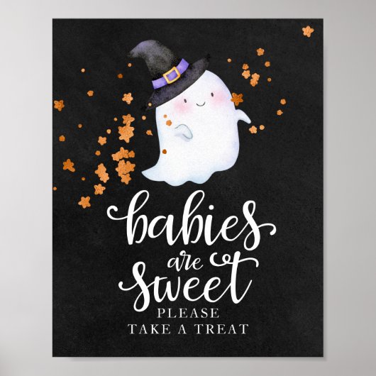 Poster Bébés sont doux signe Baby shower Halloween (Devant)