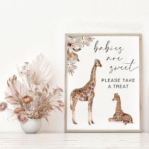 Poster Bébés sont sucrés Prenez une gâterie Giraffe Douch