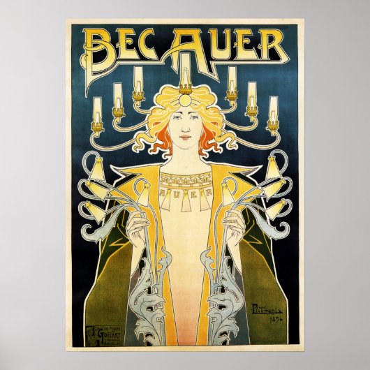 Poster BEC AOÛT 1896 Essence à gaz incandescente (Devant)