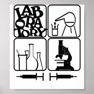 POSTER BECHERS D'IMPRESSION   DE LABORATOIRE, SERINGUES