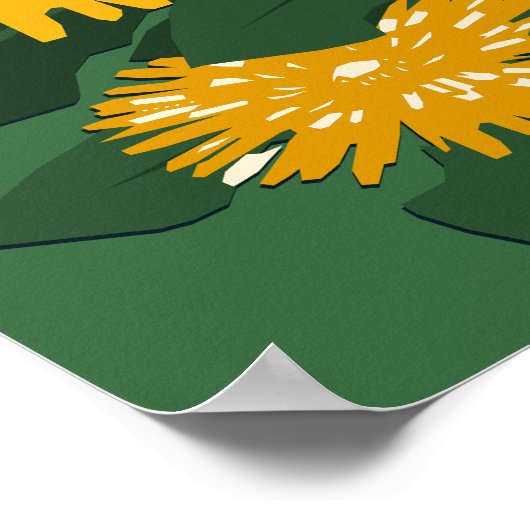 Poster Bed & Butterflies Dandelion Jaune & Vert (Coin)