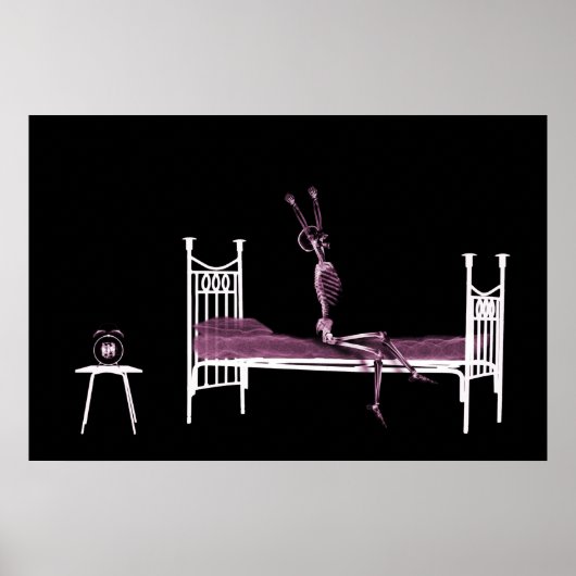 Poster - Bedtime X-Ray Skeleton zwart roze (Voorkant)