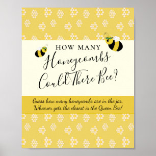 Poster Bee Baby shower Game Devine Combien de Honeycombs