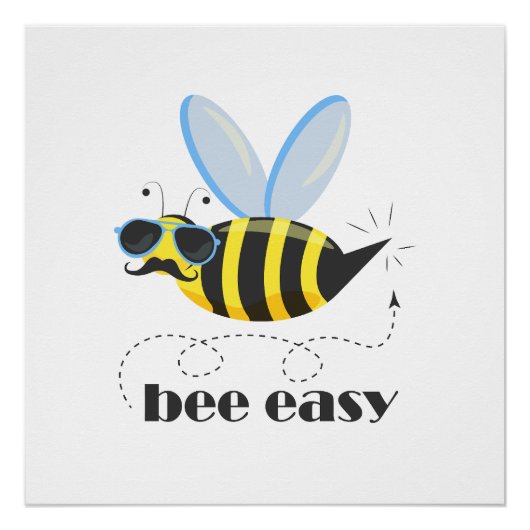 Poster Bee caractère avec mustache lunettes de soleil Bee (Devant)