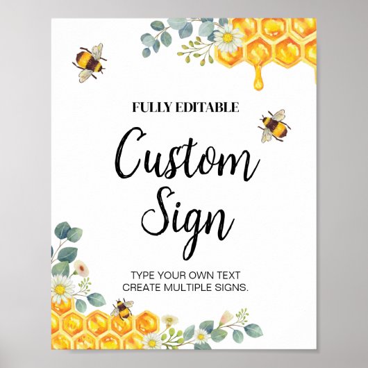 Poster Bee Custom Table Sign Sweet As Can Bee (Devant)