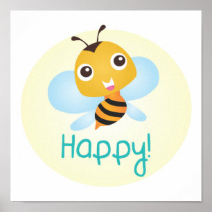 Poster Bee Happy Baby Print