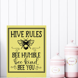 Poster Bee Hive Rules Word Art