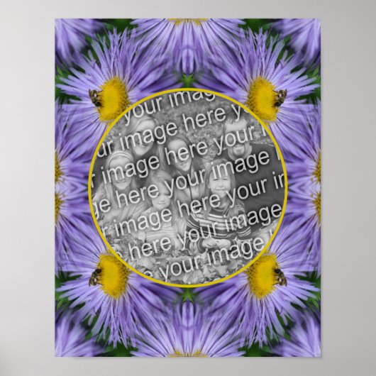 Poster Bee On Purple Flowers Nature Frame Ajouter Votre P (Devant)