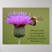 Poster Bee on Thistle Scripture Photographie Art Imprimer (Devant)
