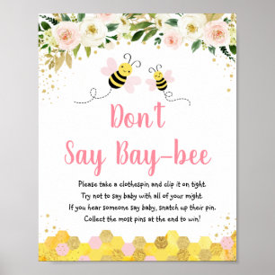 Poster Bee Pink Gold Floral Ne pas dire Baby Game