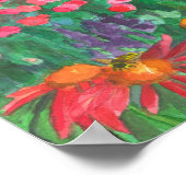 Poster Bee Skep Coneflower Jardin Aquarelle Sunflower (Coin)