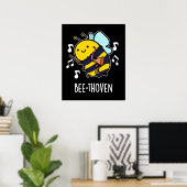 Poster Bee-thoven Funny Musique Bee Pun Dark BG (Bureau à domicile)