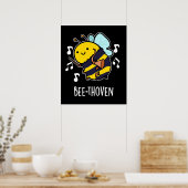 Poster Bee-thoven Funny Musique Bee Pun Dark BG (Cuisine)