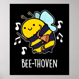 Poster Bee-thoven Funny Musique Bee Pun Dark BG