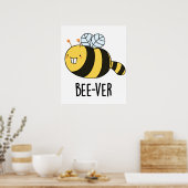 Poster Bee ver Funny Animal Beaver Bee Pun (Cuisine)
