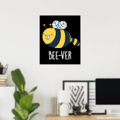 Poster Bee ver Funny Animal Beaver Bee Pun Dark BG (Bureau à domicile)