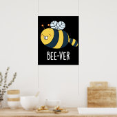 Poster Bee ver Funny Animal Beaver Bee Pun Dark BG (Cuisine)