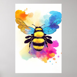 Poster Bee Wild Nature Animal Color Art Peinture