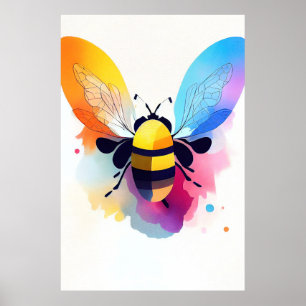 Poster Bee Wild Nature Animal Color Art Peinture
