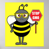 Poster Bee with Stop Sign: GMO (Devant)