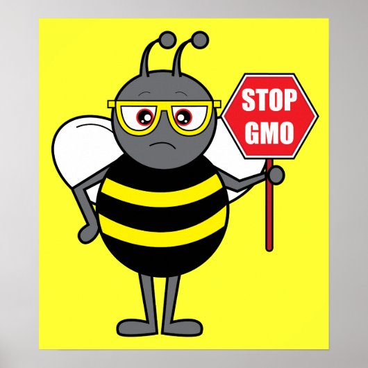 Poster Bee with Stop Sign: GMO (Devant)