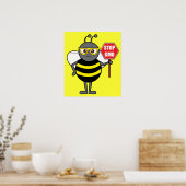Poster Bee with Stop Sign: GMO (Cuisine)