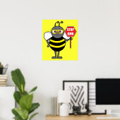 Poster Bee with Stop Sign: GMO (Bureau à domicile)