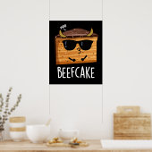 Poster Beefcake Funny Cake Pun Dark BG (Cuisine)